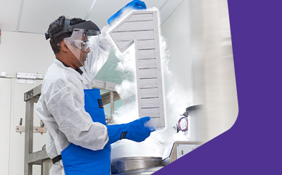 A closer look at the Millipore<sup>®</sup> brand A man in a lab with indian appearance is doing a chemical process with a number 1.