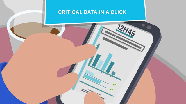 <p>MyMilli-Q™ Remote Care</p>
Illustration of hands holding mobile phone and interacting with an app, includes words "critical data in a click"