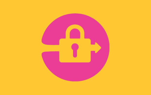 A graphic of a yellow lock with an arrow pointing to the right, set inside a blue circle on a yellow background. A graphic of a yellow lock with an arrow pointing to the right, set inside a blue circle on a yellow background.