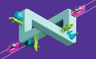 L'image représente une lettre "N" en 3D, d'une couleur sarcelle éclatante. Des personnages miniatures grimpent et s'accrochent à différentes parties du "N", chacun équipé d'un matériel d'escalade et de cordes. L'image représente une lettre "N" en 3D, d'une couleur sarcelle éclatante. Des personnages miniatures grimpent et s'accrochent à différentes parties du "N", chacun équipé d'un matériel d'escalade et de cordes.